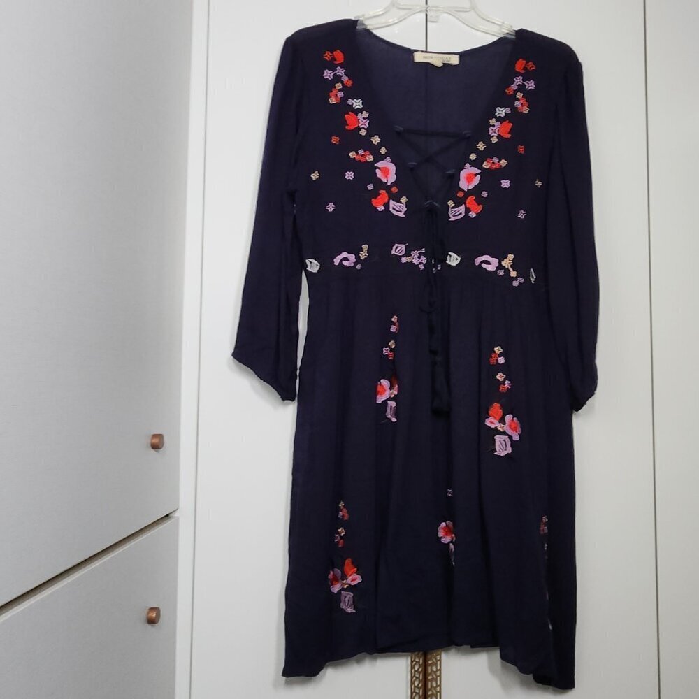 Morrisday The Label Embroidered Dress Size L Navy Blue